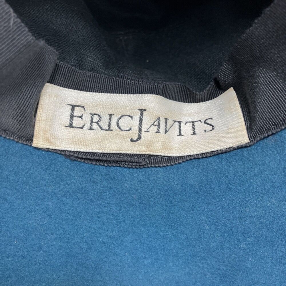 Eric Javits Hat Velvet Velour Bucket Felt Wool Wide Large Brim VTG Boho Teal - Picture 6 of 8